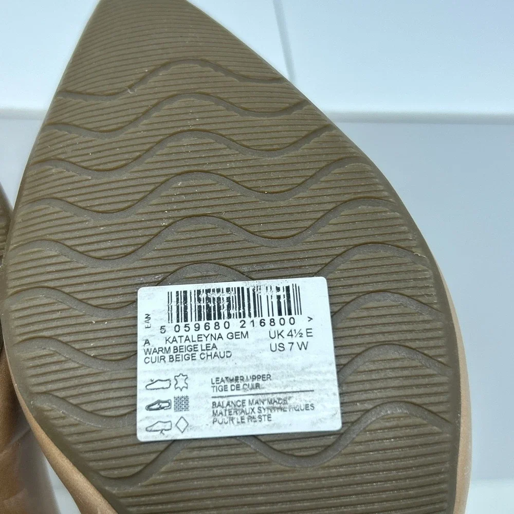 Clarks Womens 7W Warm Beige Leather Slip-On Kataleyna Gem Pump Dress Shoes NWOB